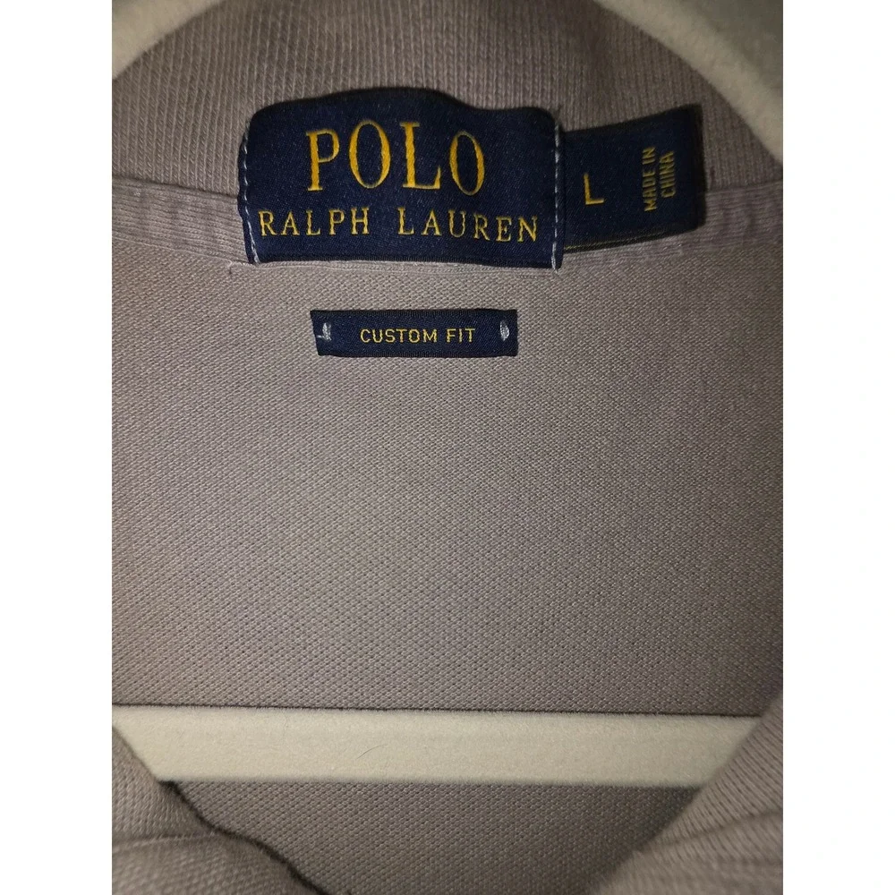 Polo Ralph Lauren Mens Custom Fit Polo Shirt Taupe Grey Lime Green Pony Large